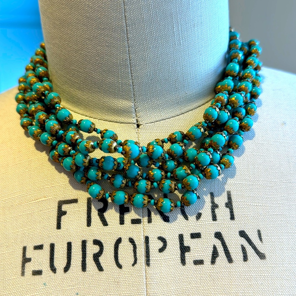 Miriam Haskell turquoise stone necklace